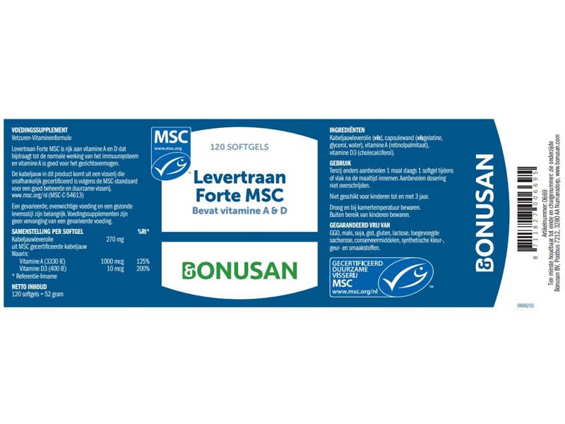 Etiket Levertraan Forte MSC