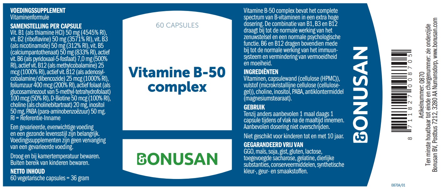 vlinder Uitstralen aangenaam Bonusan Vitamine B Complex bestellen? | Orthokliniek Ootmarsum