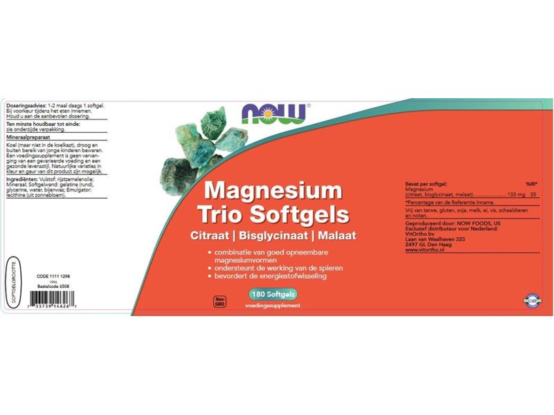 Etiket Magnesium Trio Softgels NOW