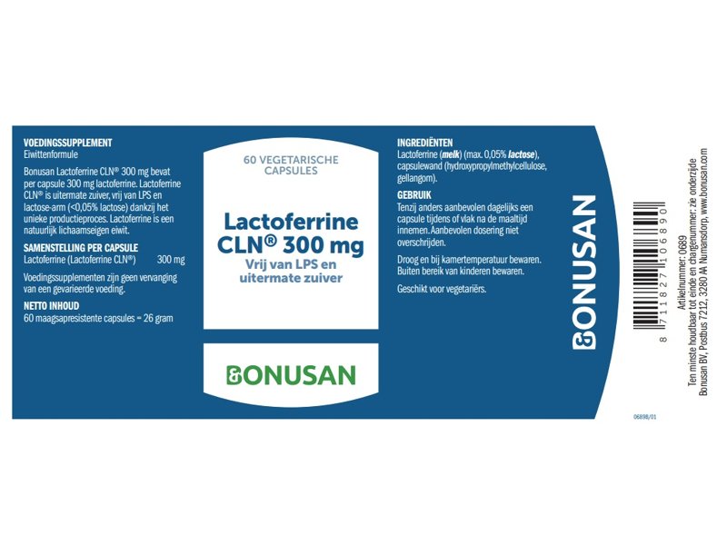 Etiket Bonusan Lactoferrine 300 mg