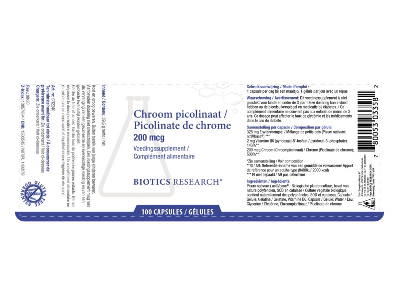 Etiket Chroom picolinaat Biotics