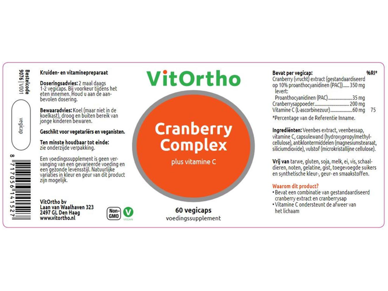 Etiket Vitortho cranberry complex