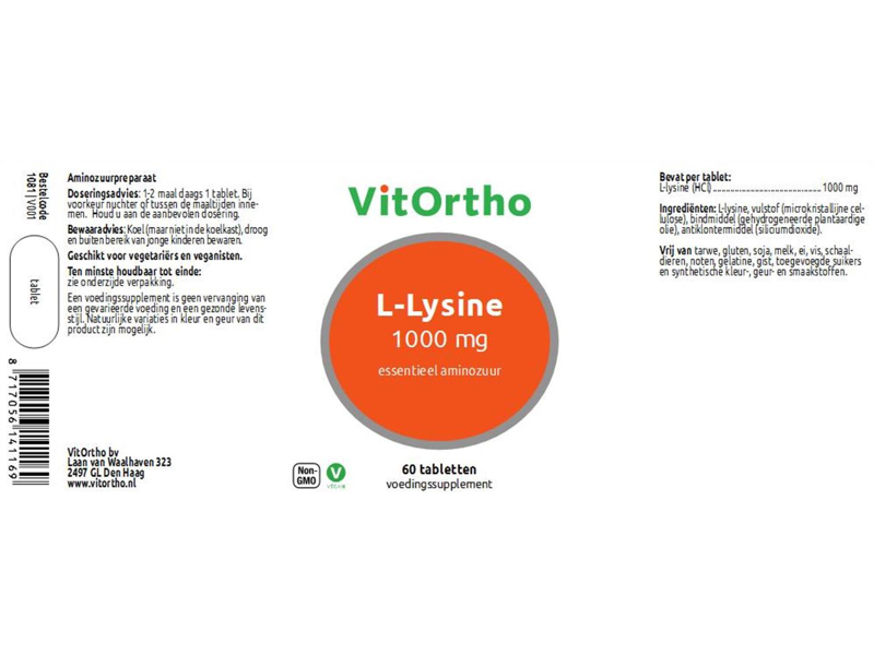 Etiket Vitortho L-Lysine 1000mg
