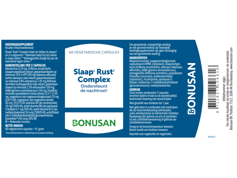 Etiket Bonusan Slaap Rust complex