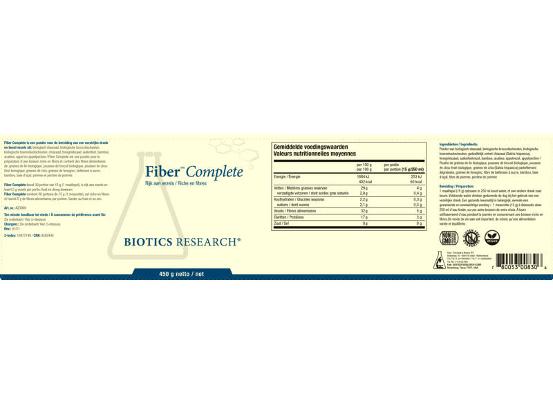 Etiket Fiber Complete Biotics