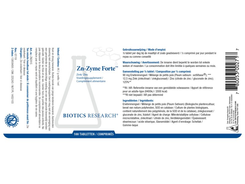 Etiket Zn-Zyme Forte Biotics